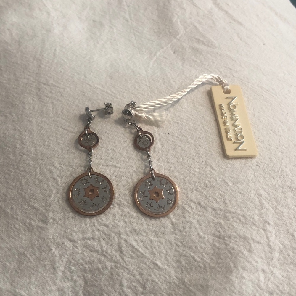 Nomination Two-Tone Star Drop Earrings - Silver & Rose Gold